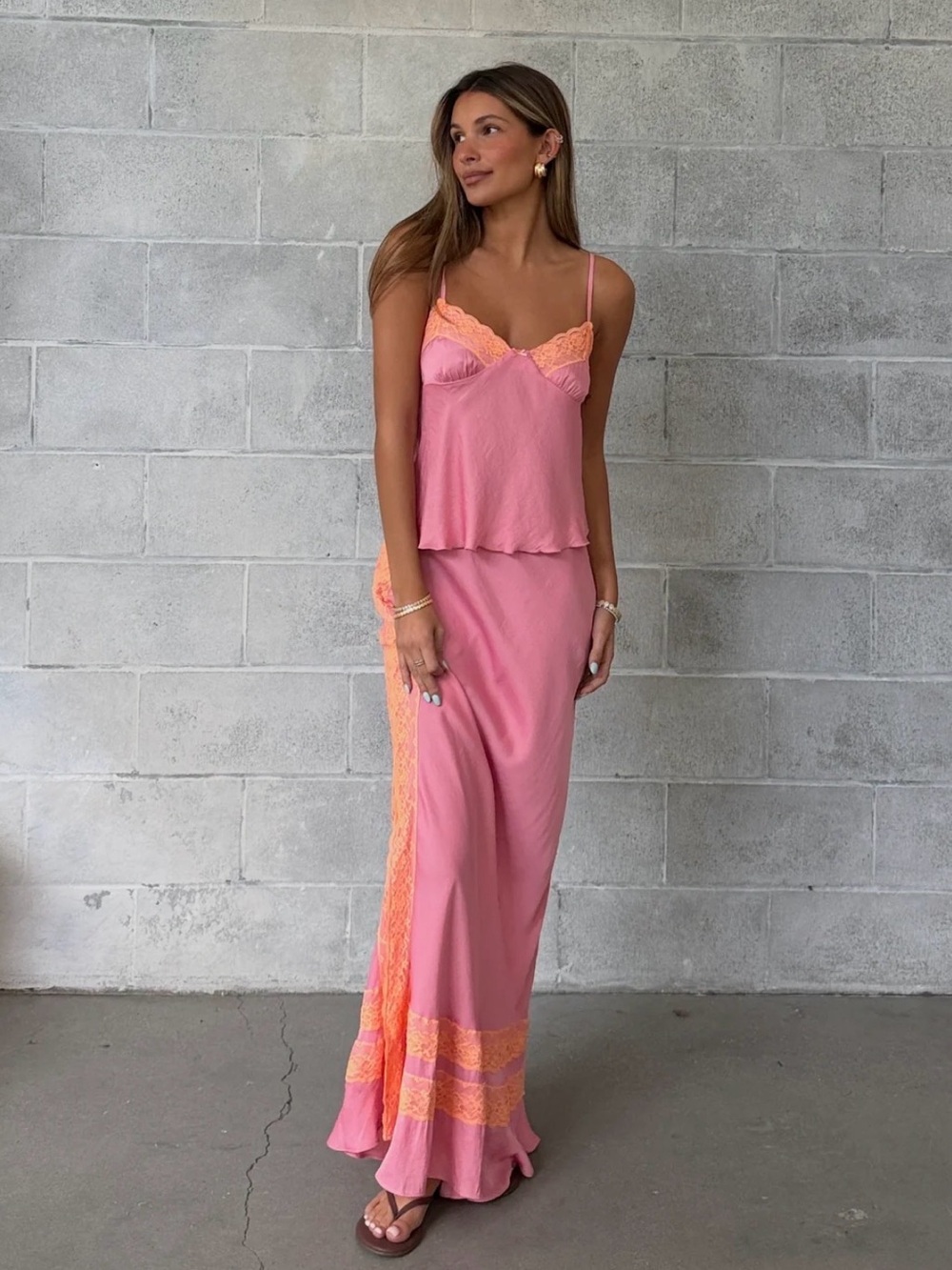 Free People Wish You Were Satin Cami & Slip Set